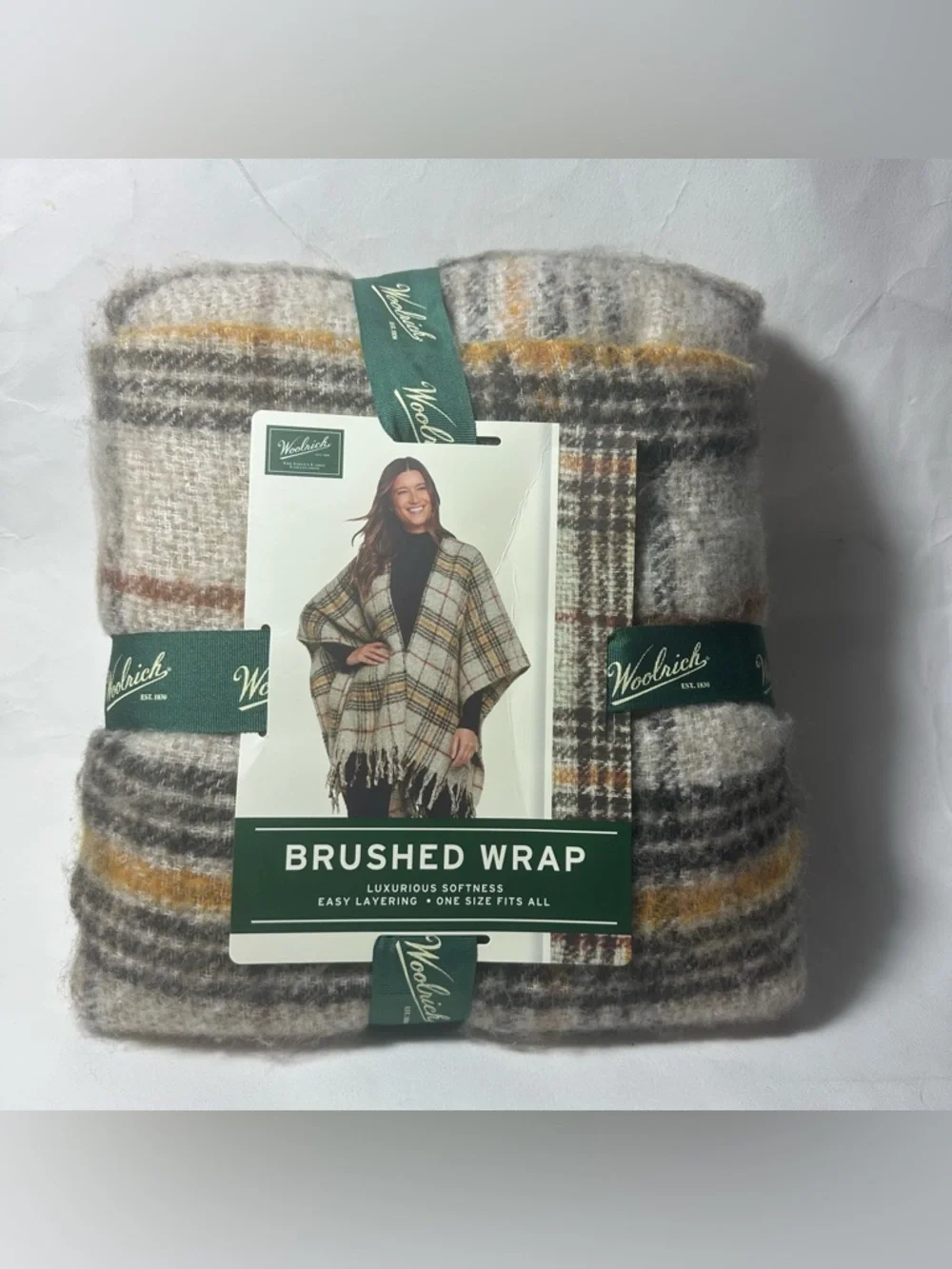Woolrich Brushed Wrap Green Label One Size Yellow ( Beige Brown Rust Mustard )